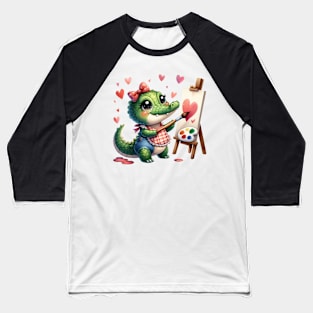 Valentine Love Crocodile Baseball T-Shirt